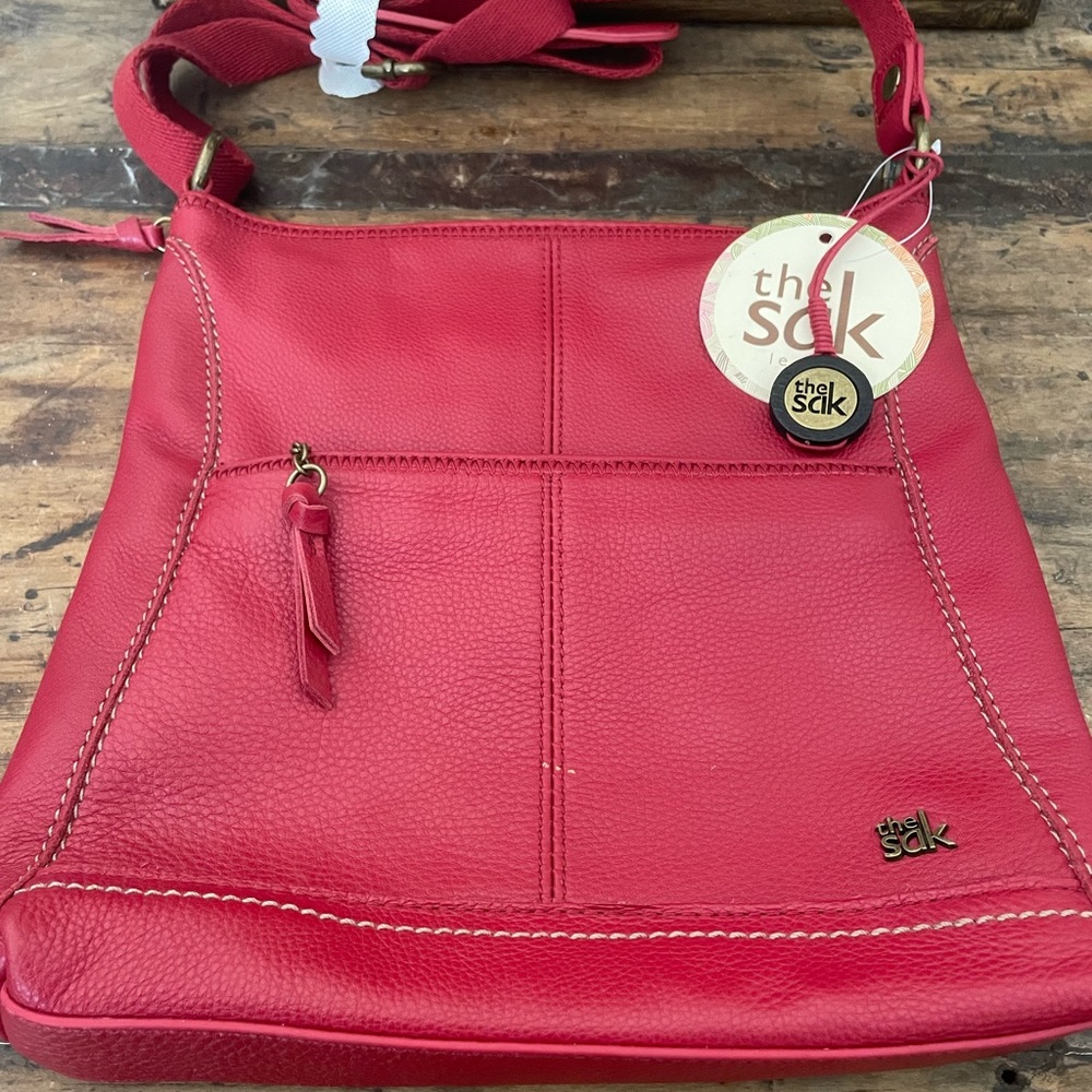 The Sak Red Leather Cross Biddy Purse New With Tags